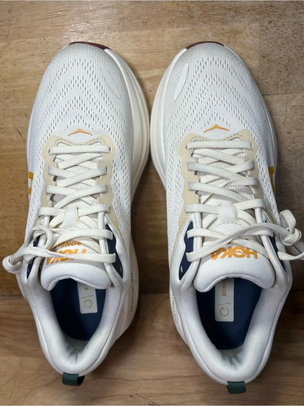 Hoka One One Bondi 8 Mens Size 9 Running Shoes Sneakers Oat Milk Alabaster - Picture 7 of 12